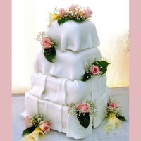 Michelle This cake was designed for a very simple yet elegant back yard reception for 150. The bride wore a empire waisted gown and this cake was...