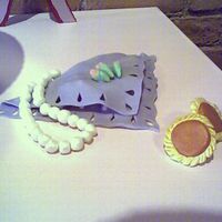 Hankie, Pearls And Earrings the b-days girls trademark clunky earrings, folded hankie and strings of pearls