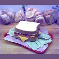 Kristys Sandwich kristy loves a deli sandwich on white bread everyday fro lunch so when her b-day rolled around what else could her cake be? fondant meat,...