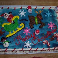 Christmas Cake With Santa I decided to make a sheet cake with santa and other decorations for my family. Everyone loved it.