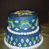 Vera Bradley Inspired - Mediterranean Blue/mosaic Pattern This is as close as I got to the Mediterranean Blue and Mosaic pattern of Vera Bradley. My first stacked cake ever!