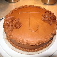 Practice Cake Smaller View chocolate fudge cake with chocolate BC icing.