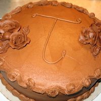 Practice Cake Just so I could practice a few things... chocolate fudge cake with chocolate BC. Second cake I have ever done. Let me know what you think...