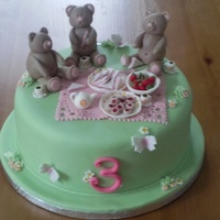 Teddy Bears' Picnic Vanilla sponge covered with fondant. All models made out of fondant.