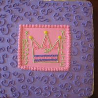 1St Birthday Princess Tiara Cake 14in square cake pan. Classic White cake, Buttercream icing. I think my icing was a bit dry?? You can see where some of the detail has...