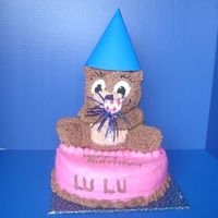 Dunce 3D Teddy Bear Stand up teddy bear on top of 10" cake. She wanted a party hat and blower. I made the hat out of fondant, but it broke at the last...