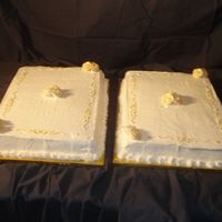 50Th Anniversary Sheet Cakes This goes with the tiered cake I already put up. The client added a 2nd half sheet 2 days before it was due. Buttercream icing with royal...