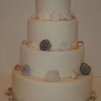 Shell Wedding Cake Tiered cake with shell accents on a cake dummy