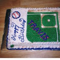 Baseball Birthday Cake 11 x 15 sheet cake, buttercream icing, all freehand lettering