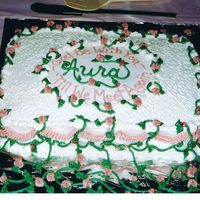 Farewell Cake "God Be With You Till We Meet Again"2 sets of 2-layer 9x13 cakes placed side by side on a large overed plywood for the farewell...