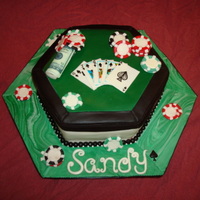 Poker Cake Done for a lovely woman who loves to bet on poker! Cards are marshmallow fondant that is hand painted. All other decorations are...