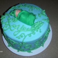 Baby Pod Used MMF, and cinnamon buttercream. Baby hand molded from MMF and gumpaste.