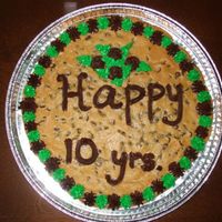 Cookie Cake Just a simple cookie cake that I made for my husband's 10 year service anniversary with AT&T (formerly BellSouth). 10 inch cookie...