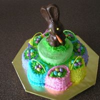 Easter_Basket_Cake.jpg Yellow sour cream cake with chocolate mousse filling. Buttercream icing; jelly beans.