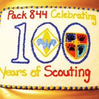 Cub Scout Blue And Gold 100 Year Celebration This is one of two 1/2 sheet cakes I made for my son's Cub Scout Blue and Gold dinner. This is all buttercream and I hand piped all...