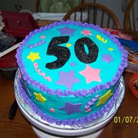 50Th Birthday This is a yellow cake with buttercream and fondant stars. I got the idea from raindiddy'd over the hill cake, but i could not get my...