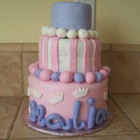 Birthday Cake This was a cake I did for my daughter's 5th birthday party! I had fun doing it took a few hours...it was my first big MMF cake for me...