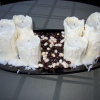 Candles These are some candle cakes i made for a candle party i was going to. I baked them in cans then iced with some BC and wrapped with white...