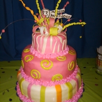 Madison And Parker-Leigh's 13 Bd Cake fondant with buttercream and yellow pound cake!
