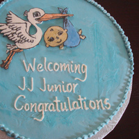 Baby Shower Cake This cake was done for my sister's friend. It's a coconut cake with coconut pudding filling. The stork and baby was done with...