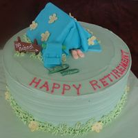 Camping Retirement Cake Vanilla cake with buttercream filling and icing. Used gumpaste over styrofoam for the tent and gumpaste for all other items. I need more...