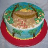 Puerta Vallarta Retirement 9"Cake for a woman retiring to Puerta Vallarta. Pina Colada cake with Pina Colada Mousse filling. All Swiss meringue buttercream with...