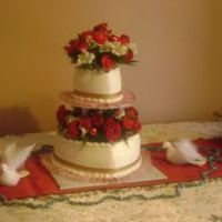 Winter Wedding Two Teir heart shaped cake with fres flowers