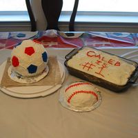 Soccer Ball These cakes were for my nephew's first birthday. The 1/2 baseball was just for him to make a mess with. The large soccer ball was fun...