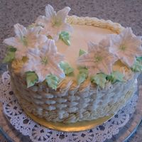 Easter Cake Buttercream icing, royal icing Easter lillies.