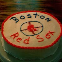 Father's Day Red Sox Cake This cake came out okay but the picture is a bit blurry. The symbol was done freehand on the cake. Confetti cake with buttercream icing