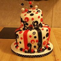 Poka Dot Topsy Turvy Bottom is vanilla, top is chocolate all covered in MMF.