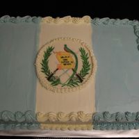 Guatamalan Flag White cake, strawberry filling, SMBC. The flag emblem is a CT.