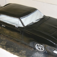 69 Charger following Mikes dvd instructions this is my attempt at this car cake for a groom. made using 2 12x18 cakes cut in half length wise and...
