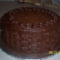 1St Basketweave My first attempt at basketweave. It was for my husband's family reunion. Chocolate fudge cake with peanut butter filling and dark...