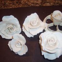 Cake Roses some roses from gum paste made fro wedding cake they are antique white, I will add some pearl dust to them and leaves