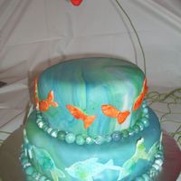 Underwater Cake This cake is a small 8-inch two-tiered three-layer cake. Devils food cake, with buttercream frosting provide the base for this "...