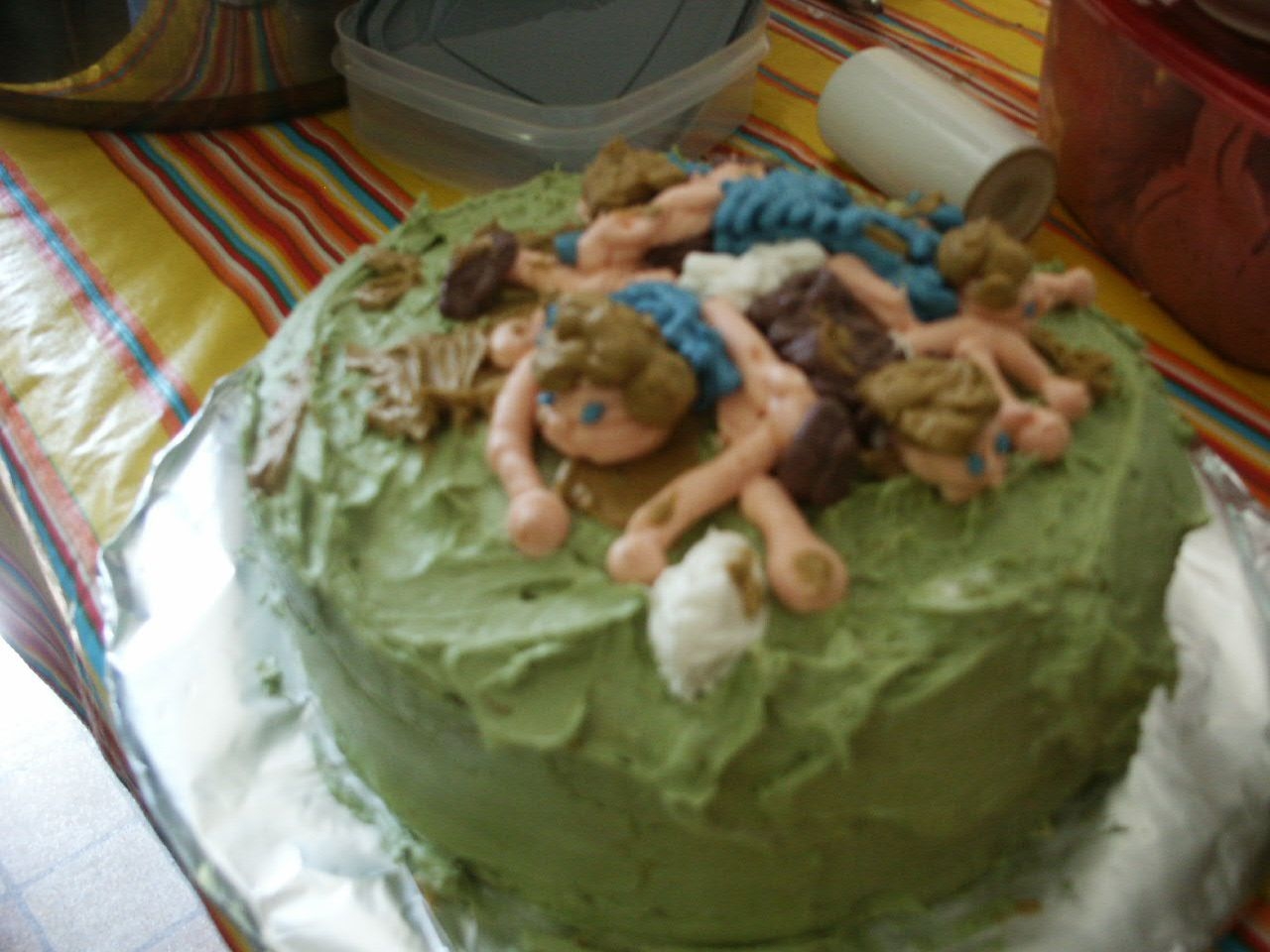 Rugby Cake - Second View A side view showing detail of some of the players