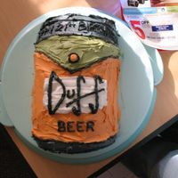 Alesha's 21St Birthday...duff Beer Can Alesha's 21st birthday Duff beer replica cake...she's obsessed with the Simpsons. This is 2 box mixes done in 8 inch rounds,...