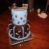 Doggy Cake Puppy cake for my daughter's 9th birthday. Papa Jim (the artist of the family) molded the puppy out of some left over chocolate orange...