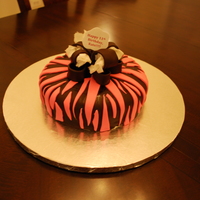 Zebra Cake My third customer!!! Chocolate cake with buttercream icing, Satin Ice fondant decorations. TFL!