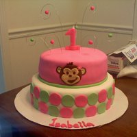 Pink Polka Dot Monkey This was for a little girls 1st birthday. Her theme was the pink mod monkey, so I tried to make the cake to match =)