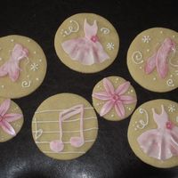 Ballet Cookies Sugar cookies with royal icing and fondant detail, painted with shimmer dusts.
