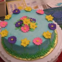 Flower Cake Cake with flowers in middle and around edge