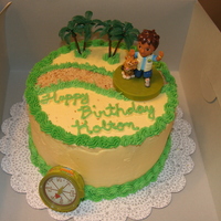 Diego Cake Ordered the Diego kit from online. Rest of cake is buttercream, except road is ground up graham crackers.