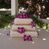 3 Tiered Square Simple 3 tiered cake decorated with orchards
