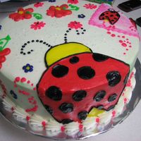 Lady Bug B-Day The customer had me match a napkin. It is all done in butter creamand had to travel so we kept it small. I think it turned out cute. Thanks...