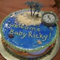 Welcome Cake For Baby This is my first water cake. Made with piping gel and crumbled graham crackers. Any comments are appreciated. Thanks for looking!