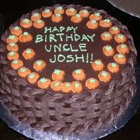 Uncle Josh's Bday Cake WASC with Strawberry filling and chocolate buttercream icing.