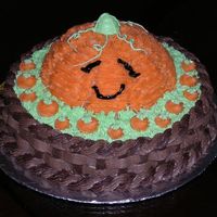 Happy Pumpkin For Fall Festival WASC with starwberry filling and chocolate buttercream. The pumpkin is made with a dome shaped cake that is just sat on top of the single...