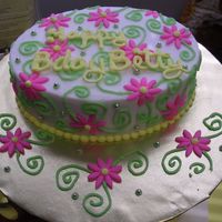 Birthday Cake This is another WASC cake with strawberry filling that I made for my co-worker's birthday. It is covered with BC icing and fondant...